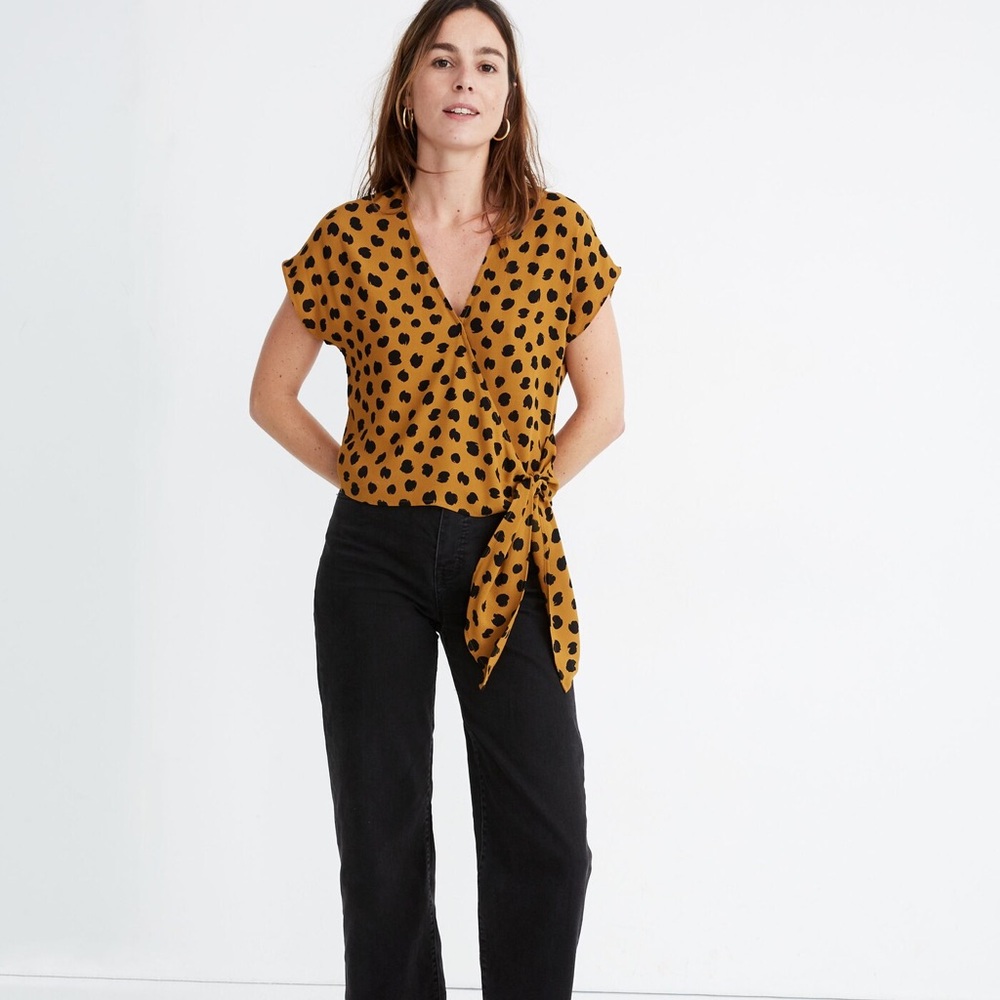 MADEWELL Sash-Tie Wrap Top in Painted Spots